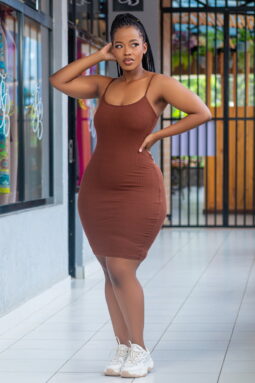 Brown Dora 2 in 1 Mini Dress With Straps