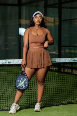 Brown Padel Pleated Tennis Skirt Set