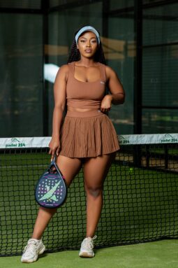 Brown Padel Pleated Tennis Skirt Set